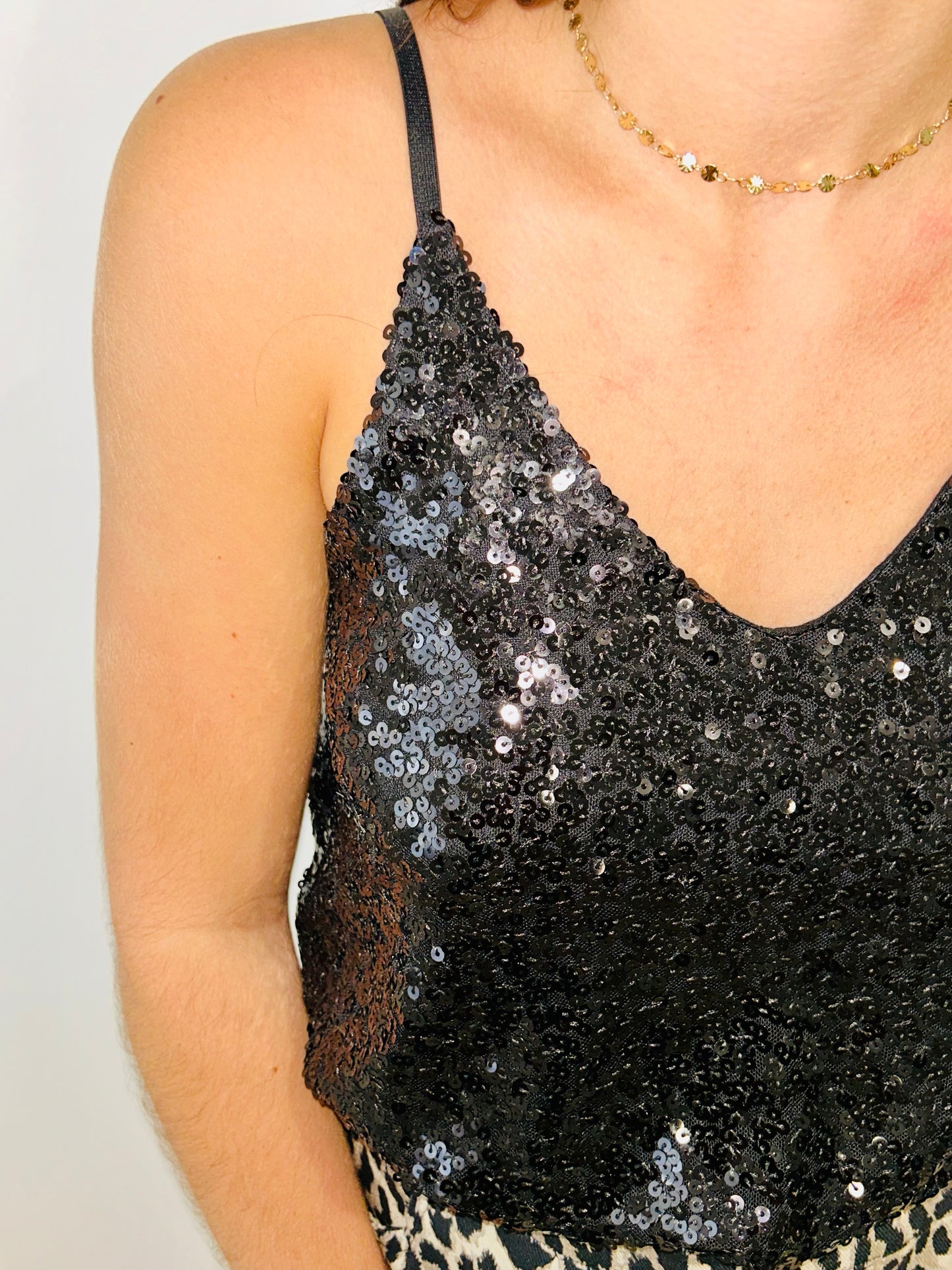 Top sequin noir