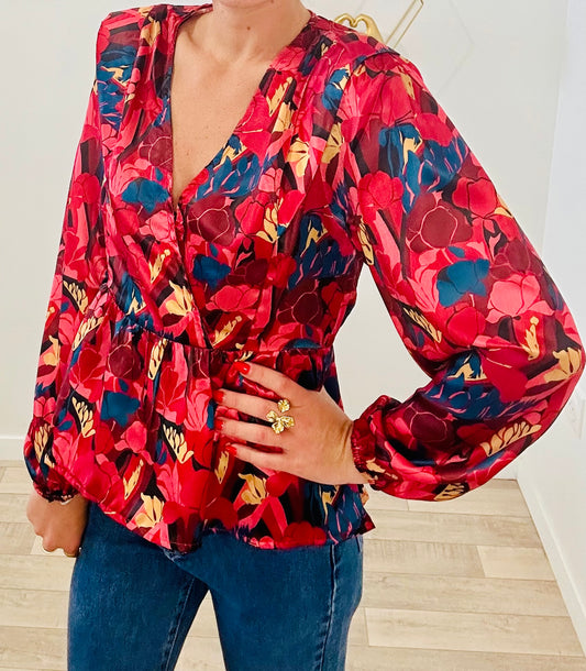 Blouse satinée